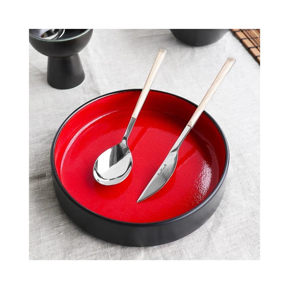 Sushi Queen Set 24 posate da tavola in acciaio lucido con manico betulla Made in Italy - Foto 2