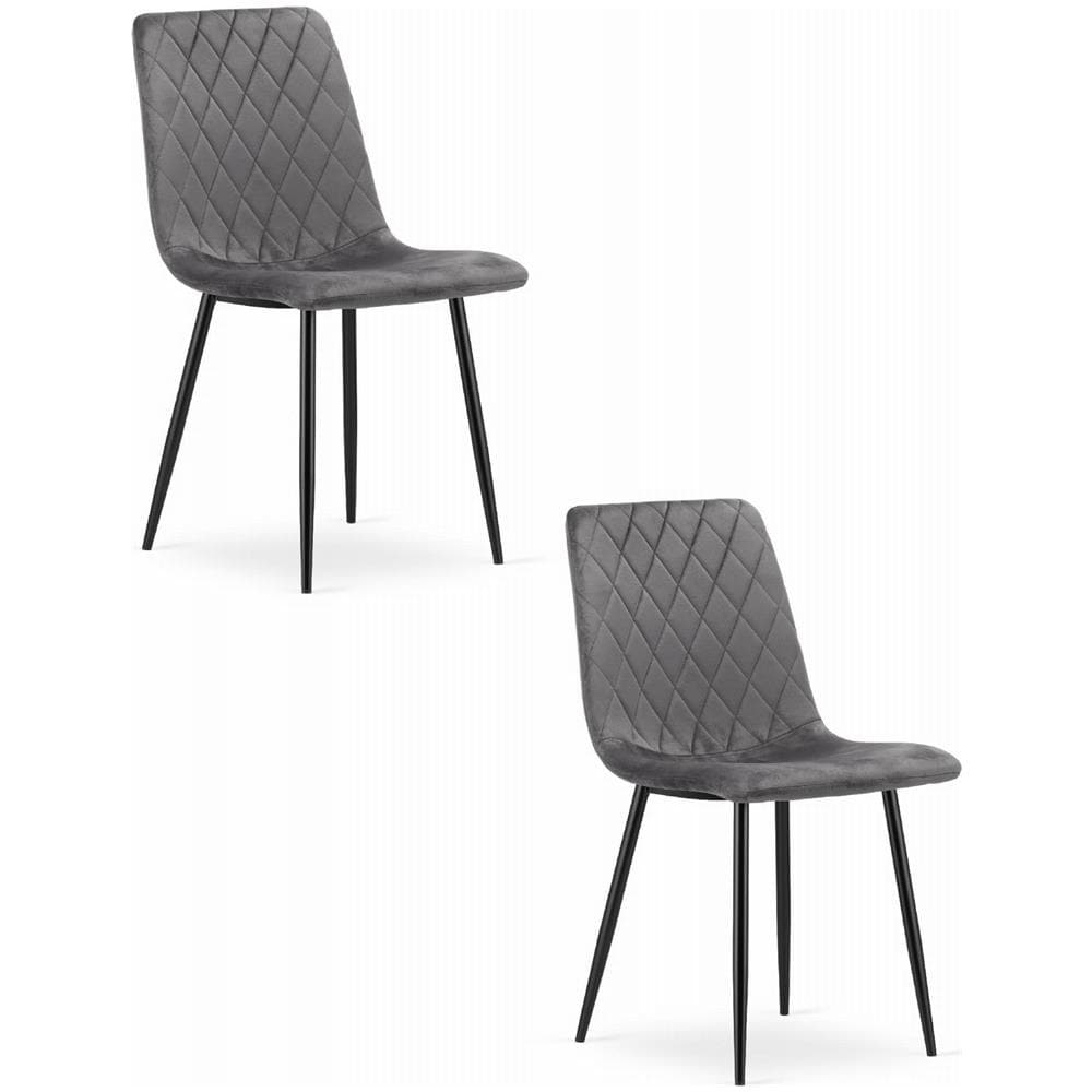 Sedia TURIN in velluto grigio scuro, design ergonomico x2 - Foto 1