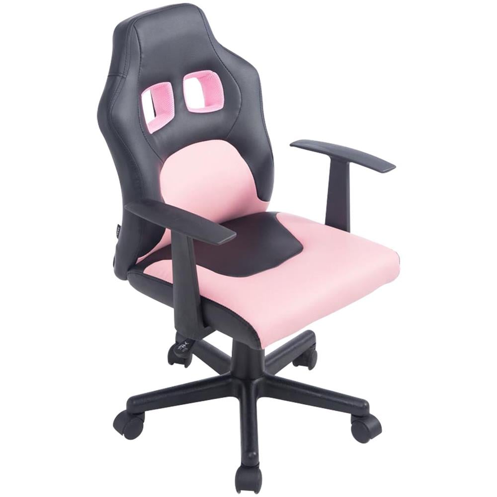 Sedia per Bambini Fun con braccioli, Sedia per cameretta dei Ragazzi Imbottita e con Fodera in Similpelle | Sedia per scrivania Bambina e Bambino con Seduta Alta 40-50 cm Nero Rosa - Foto 1