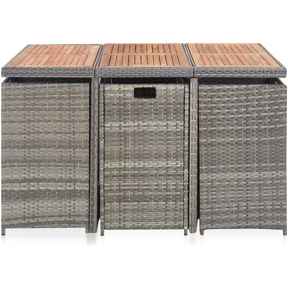 Set Da Pranzo Da Giardino 11 Pz Con Cuscini Polyrattan Grigio - Foto 2