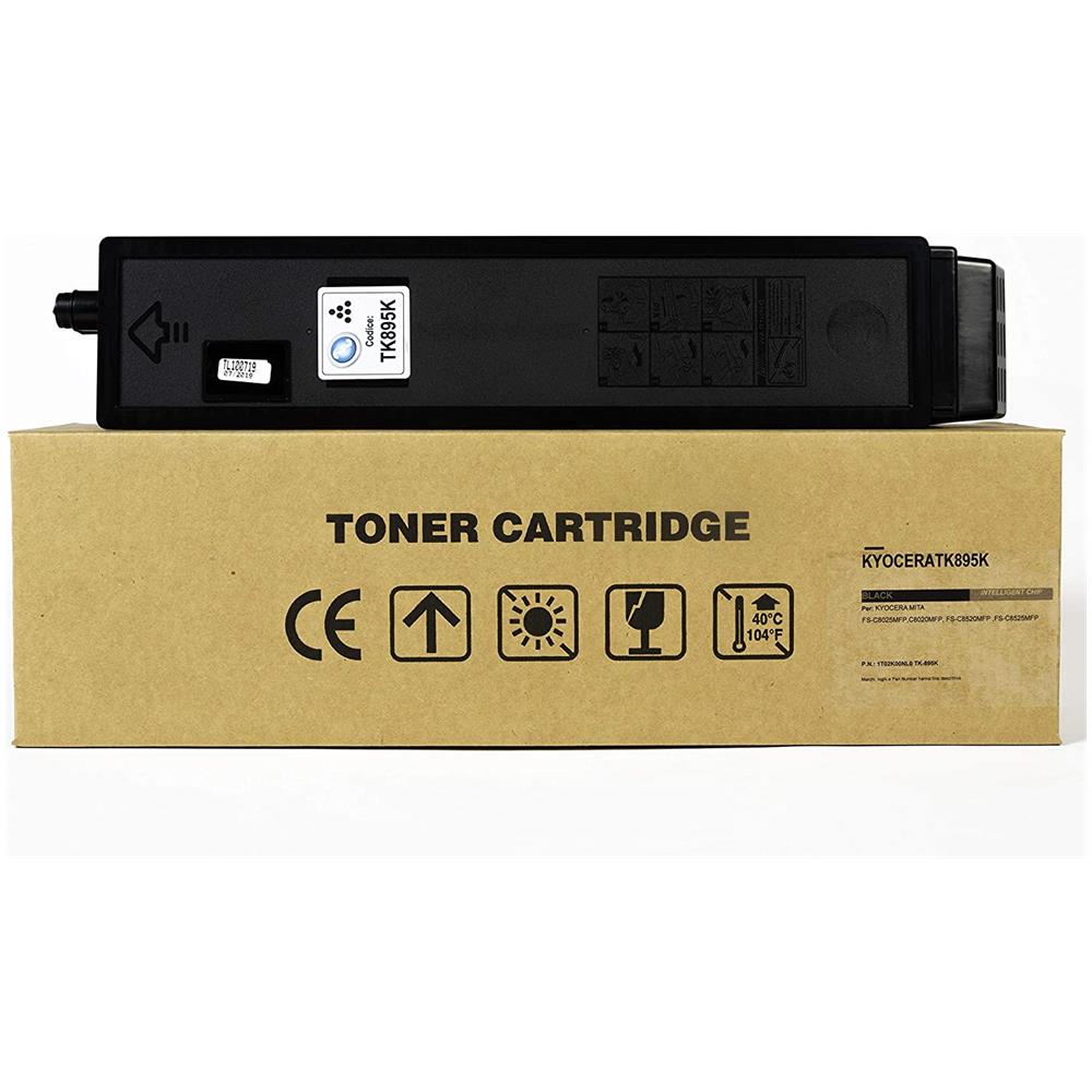 TONER COMPATIBILE - Kyocera Tk-895k Nero 1t02k00nl0 Per Fs-c8025mfp, c8020mfp, Fs-c8520mfp, fs-c8525mfp Fornito Di Intelligent Chip Capacità 12000 Copie Made In Italy - Foto 1