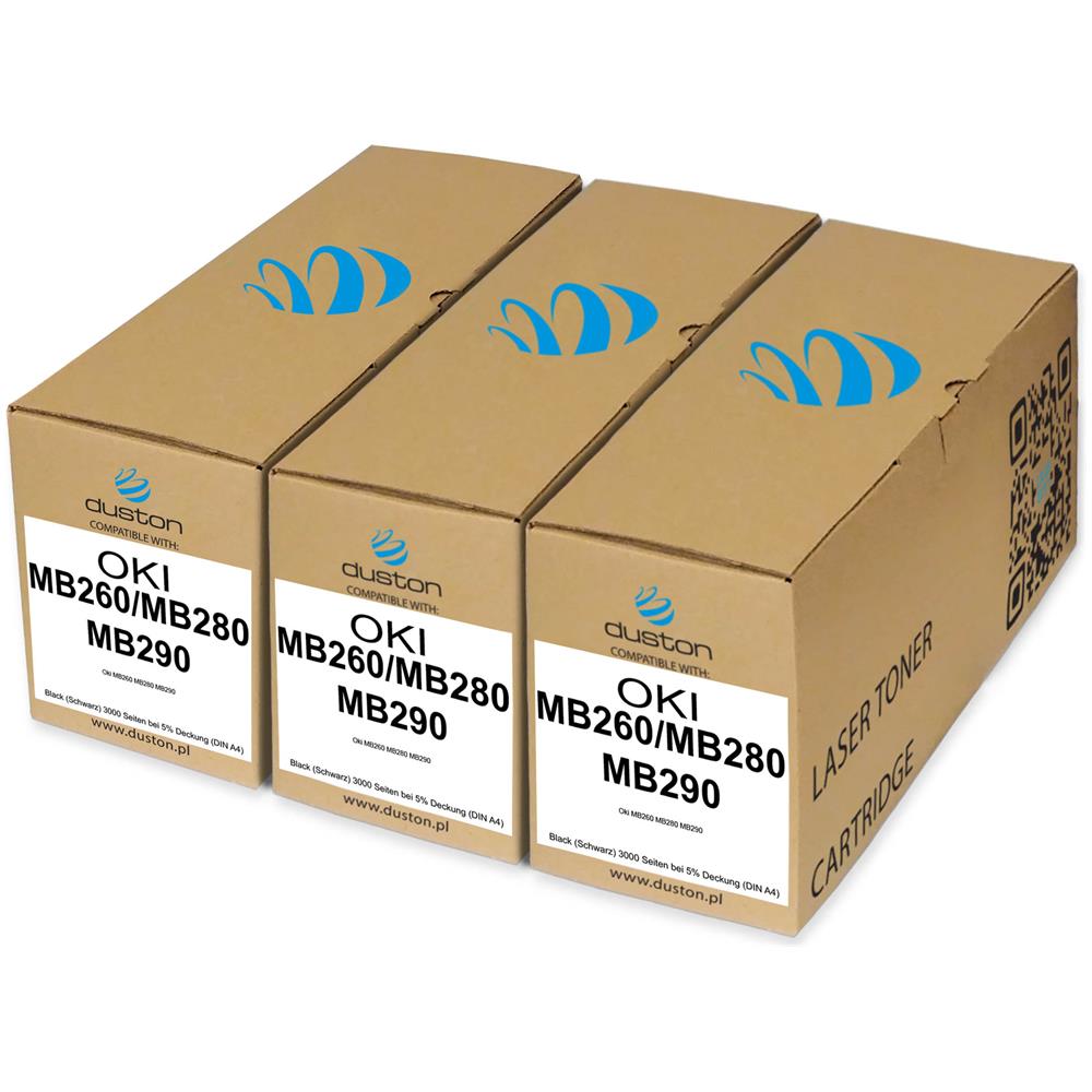 TONER COMPATIBILE - 3x Mb260 / mb280 / mb290, 1240001 Negro Compatible Con Oki Mb260 280 290 - Foto 1