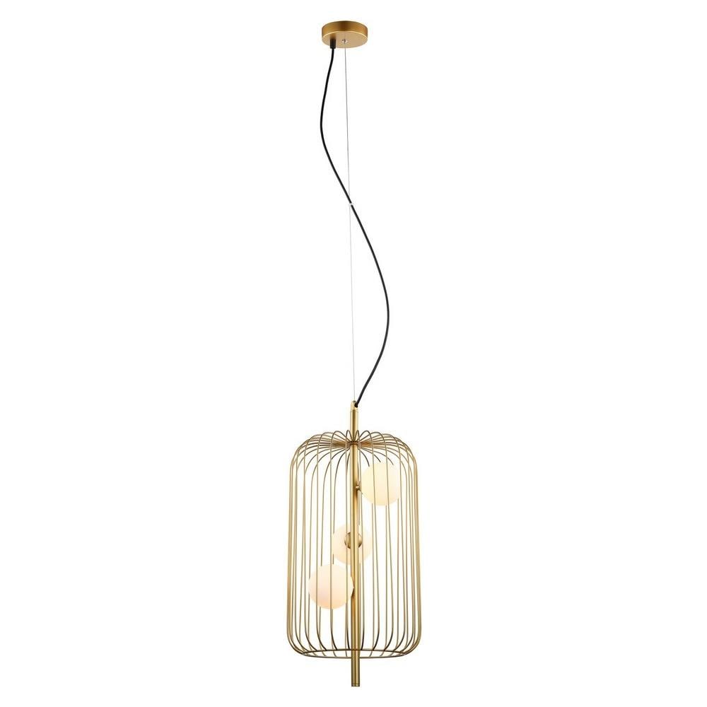 Pendente A Sospensione Moderno Dorato A 3 Luci Con Oro, Paralume Bianco, G9 - Foto 2