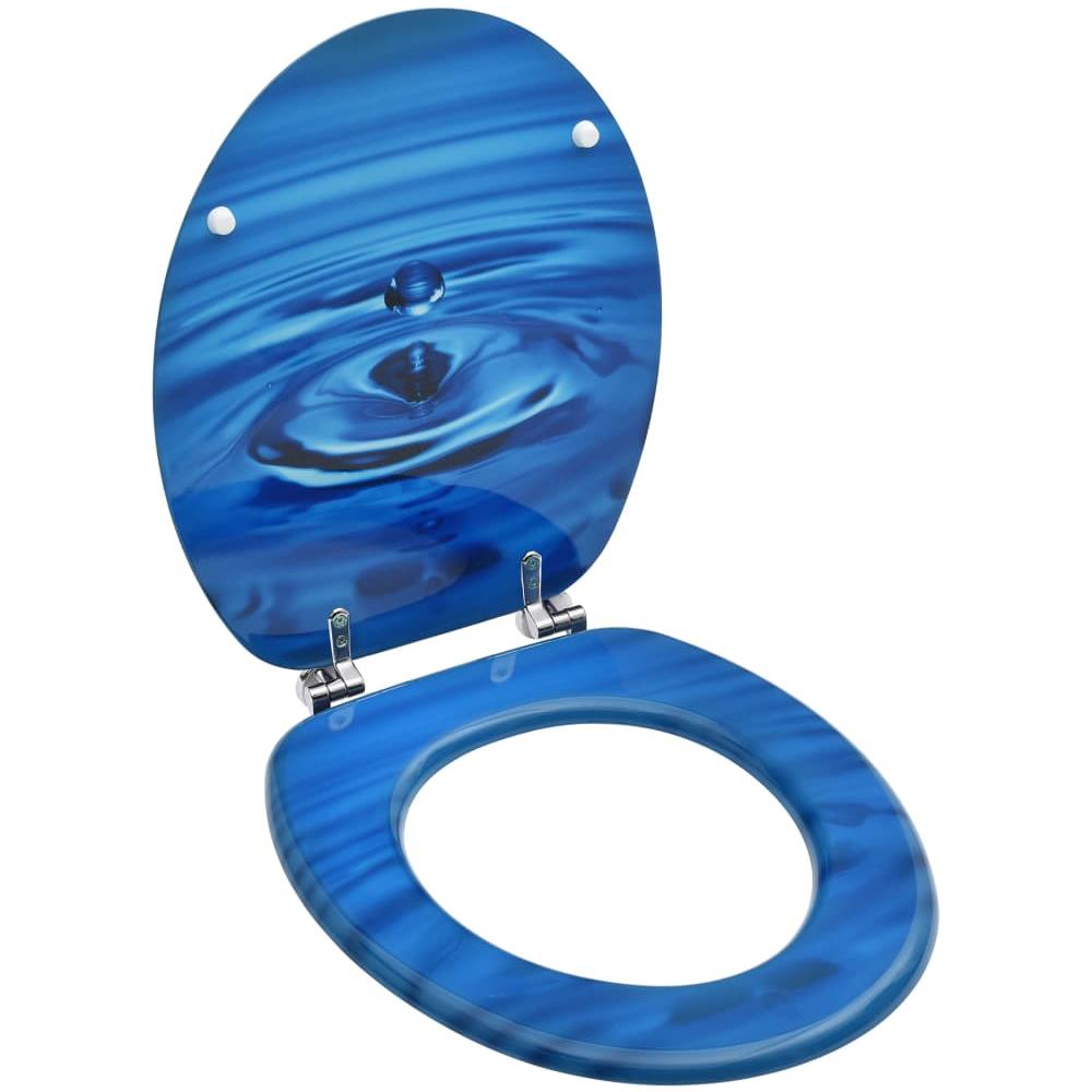 Tavoletta WC con Coperchio MDF Blu Design Goccia d'Acqua - Foto 1