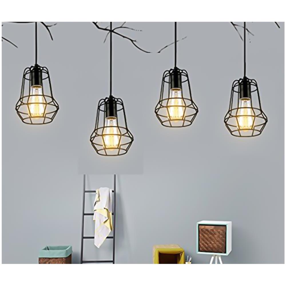 Lampadario Gabbia In Metallo Industriale Retro E27 Pendente Vintage Ty002 - Foto 2