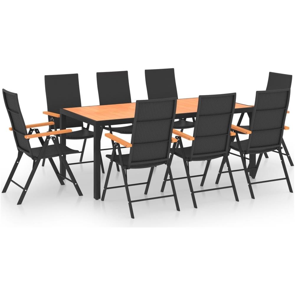 Set Da Pranzo Da Giardino 9 Pz Nero E Marrone - Foto 1