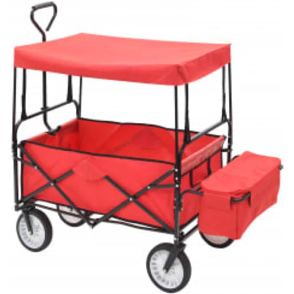 Carrello Pieghevole a Mano con Tettuccio in Acciaio Rosso - Foto 3