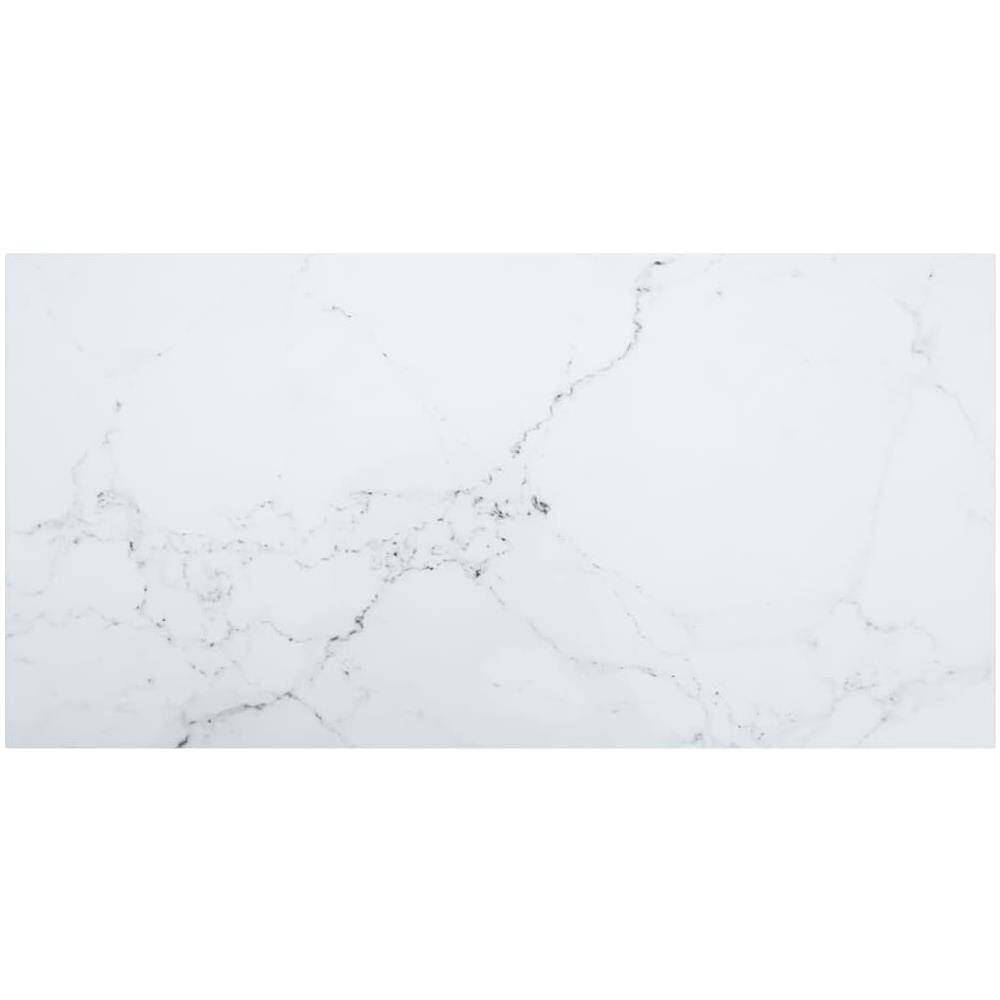 Piano Tavolo Bianco 100x50cm 6 Mm Vetro Temperato Aspetto Marmo - Foto 1