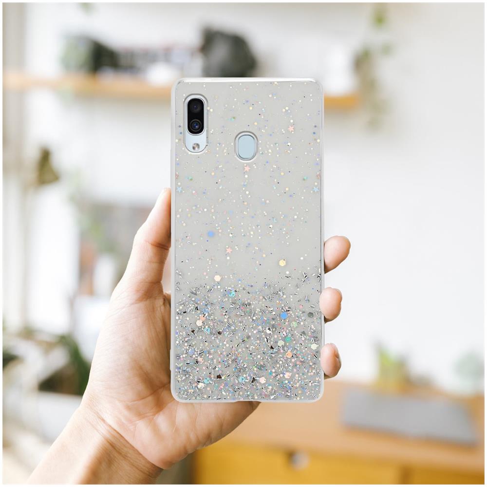 Custodia Compatibile Con Samsung Galaxy A40 In Trasparente Con Glitter - Coperchio Protettivo In Silicone Tpu Flessibile Con Glitter Scintillanti - Foto 7