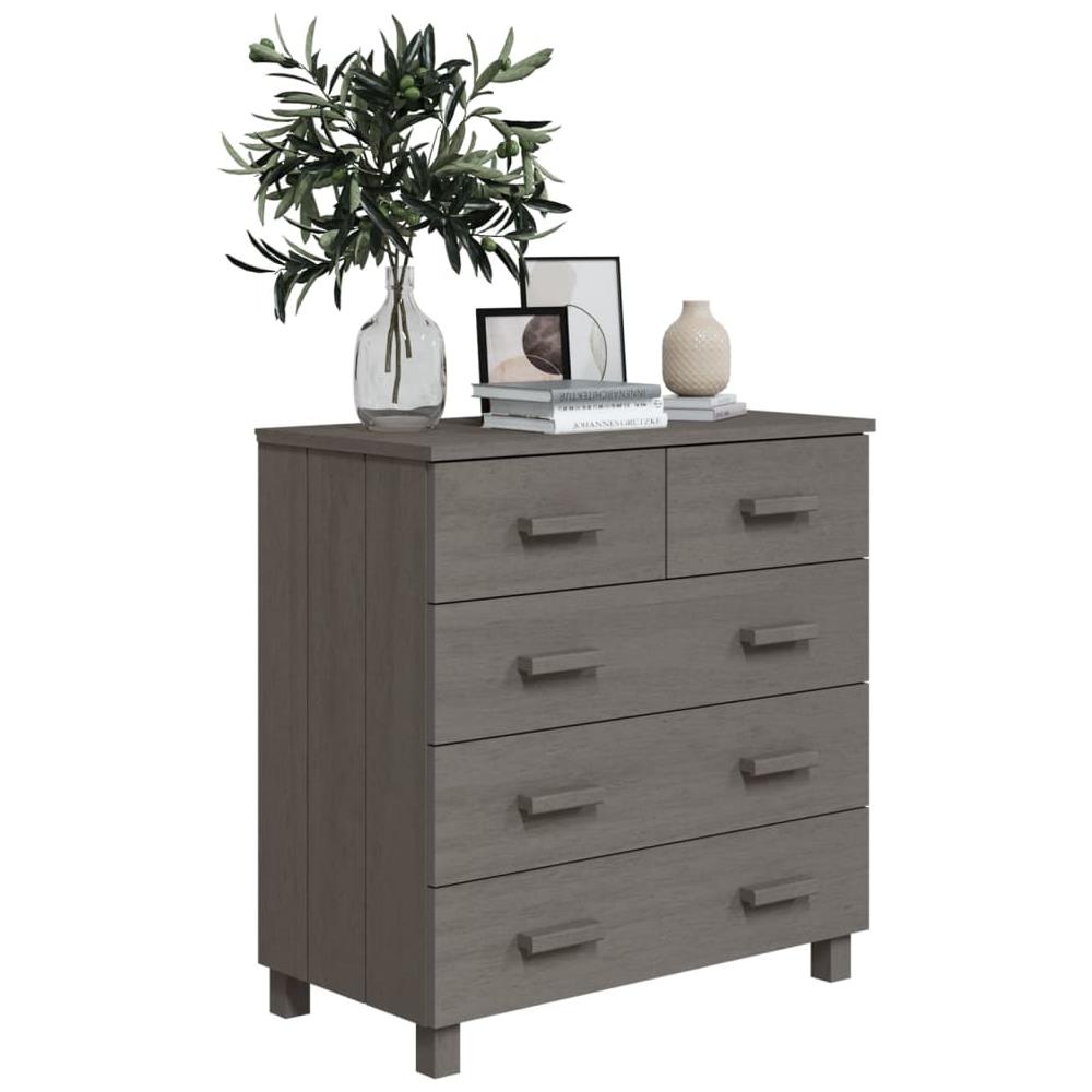 Credenza Grigio Chiaro 79x40x80 Cm In Legno Massello Di Pino - Foto 3