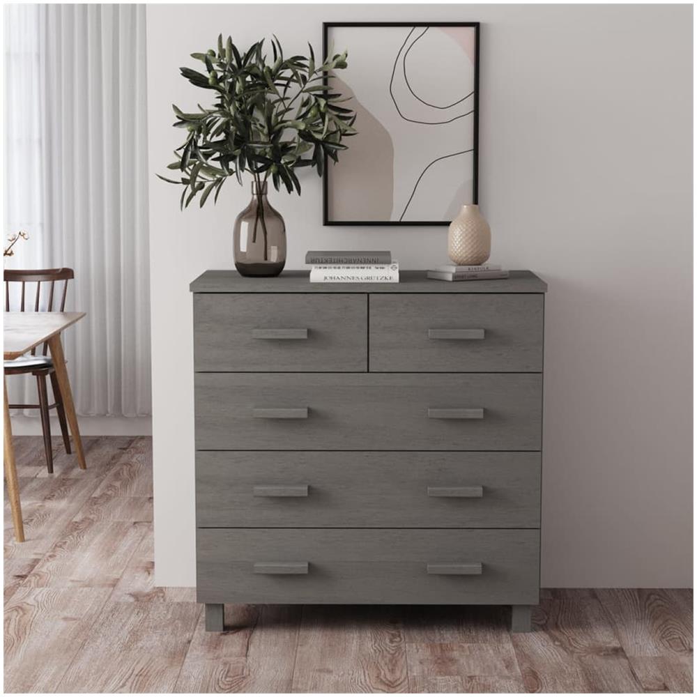 Credenza Grigio Chiaro 79x40x80 Cm In Legno Massello Di Pino - Foto 1