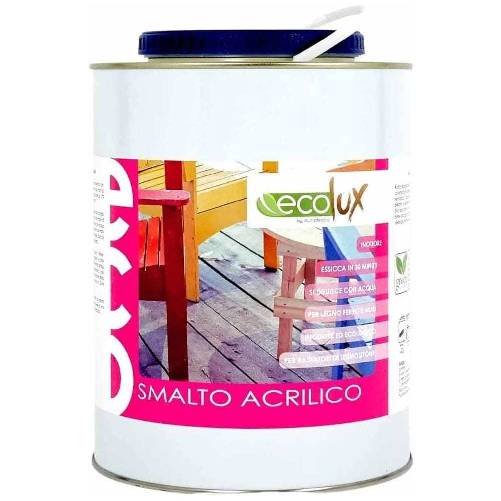 Ecolux Smalto Ecologico Satinato Acrilico Ad Acqua Inodore Per Interno Ed Esterno *** Tinta : Rosso Ossido, Contenuto : Litri 2,5 - Foto 1