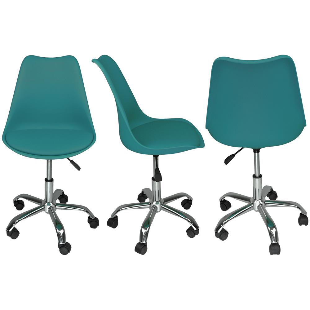 Sedia Da Ufficio Girevole, Sedia Da Scrivania Verde Petrolio Con Rotelle Mod. Sally - Foto 2