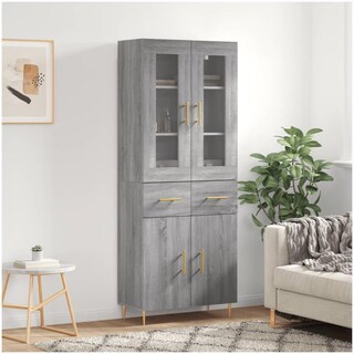 VidaXL Credenza Grigio Sonoma 69,5x34x90 Cm: Moderna In Legno Multistrato E Ferro