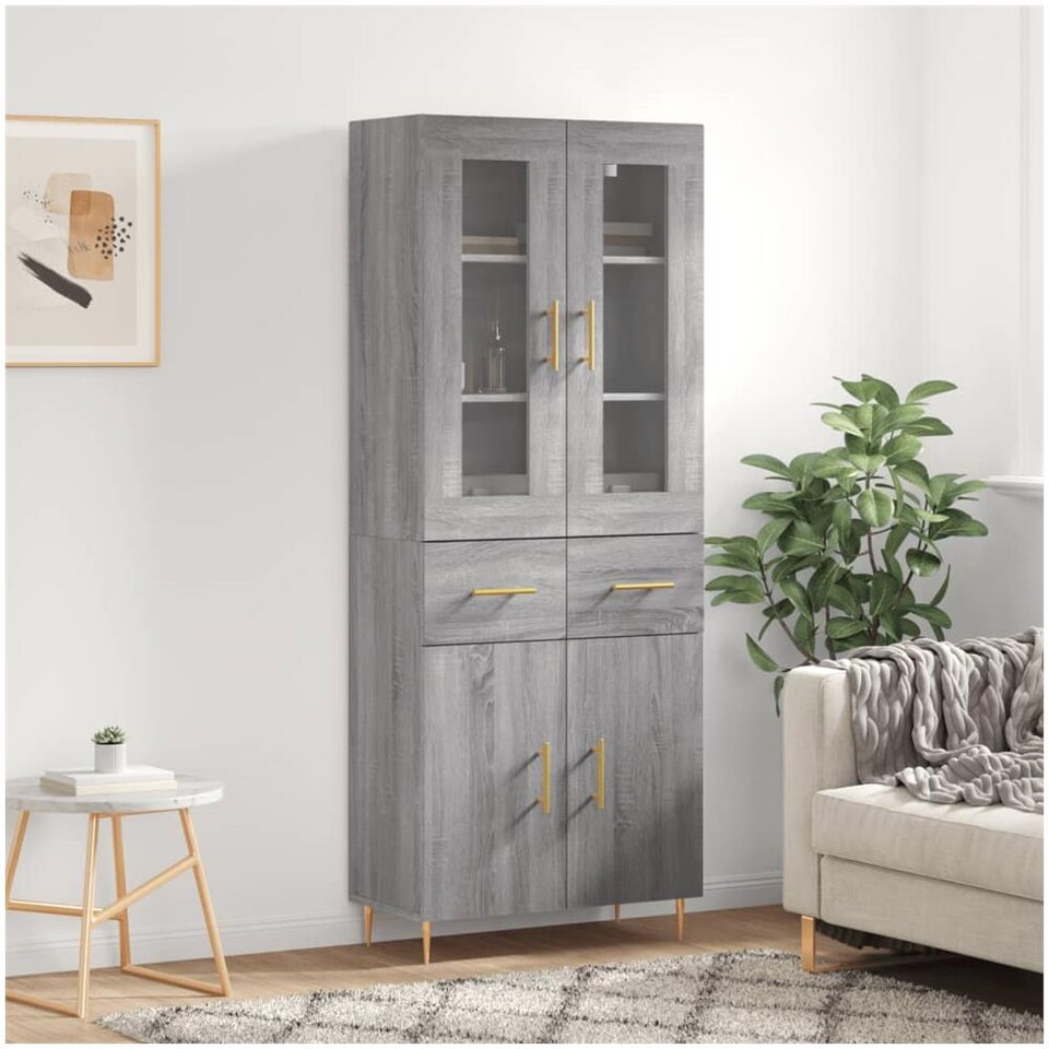 VidaXL Credenza Grigio Sonoma 69,5x34x90 Cm: Moderna In Legno Multistrato E Ferro