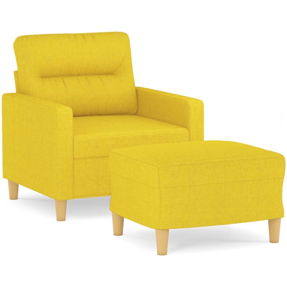 Poltrona Con Poggiapiedi Giallo Chiaro 60 Cm In Tessuto - Foto 2