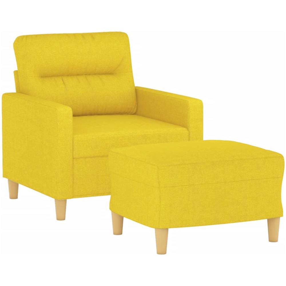 Poltrona Con Poggiapiedi Giallo Chiaro 60 Cm In Tessuto - Foto 3