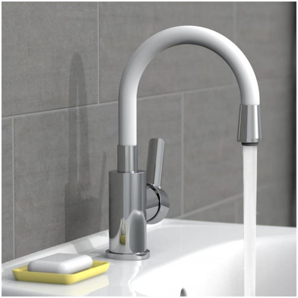 Miscelatore per Lavabo FLEXO Bianco Cromato - Foto 3