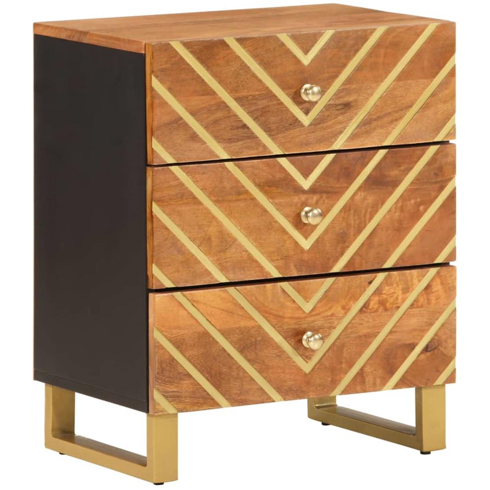 Comodino Nero 40x29x50 Cm In Legno Massello Di Mango - Foto 2