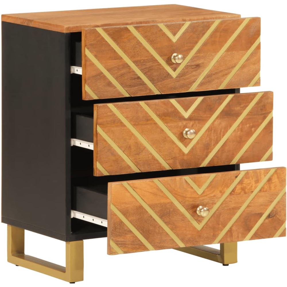 Comodino Nero 40x29x50 Cm In Legno Massello Di Mango - Foto 3