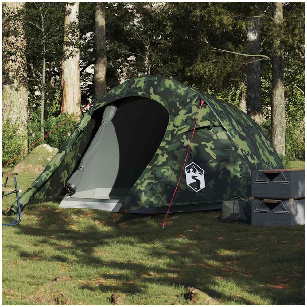 Tenda da Campeggio a Tunnel per 2 Persone Mimetico Impermeabile - Foto 2