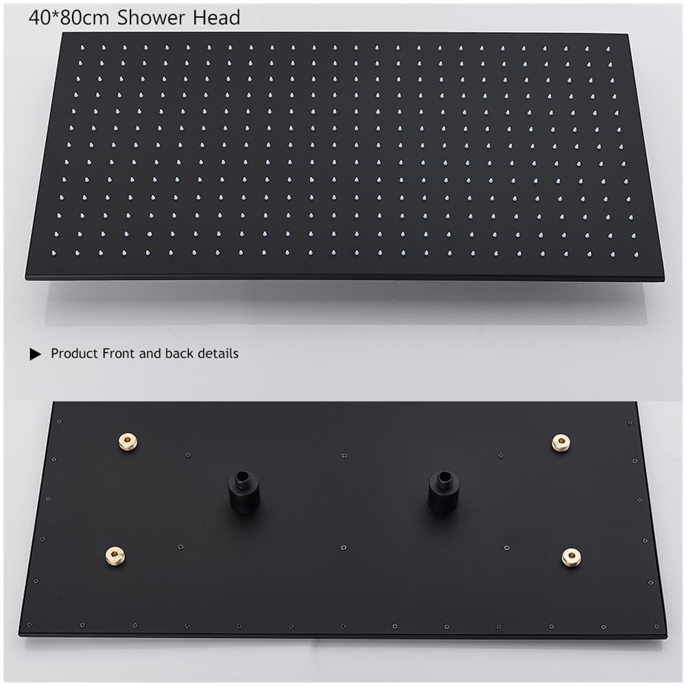 Set miscelatore doccia, Blackswan, tipo M160, modello nero opaco, 2 vie, termostato, illuminazione LED e montaggio a soffitto, misura 80 cm - Foto 4