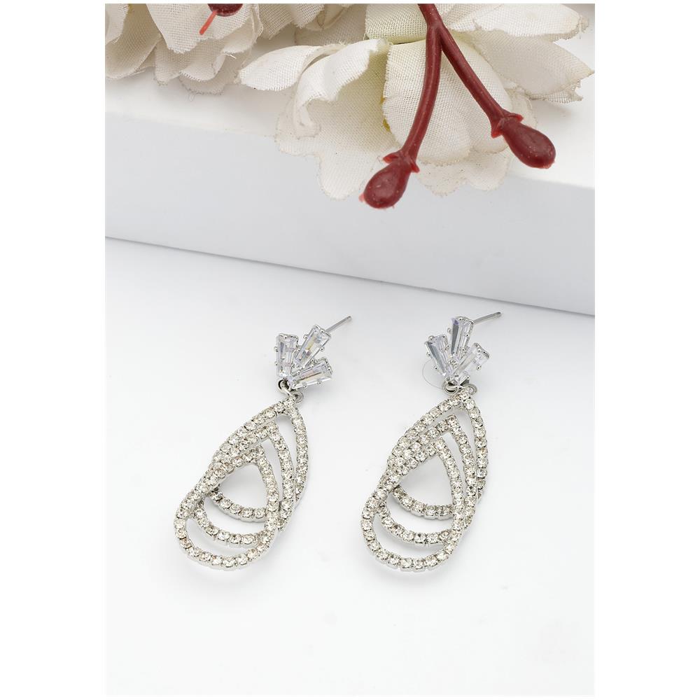Orecchini Pendenti a Tre Livelli con Diamante Brillante - Foto 1