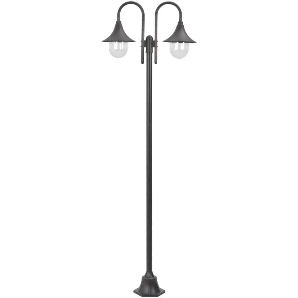 Lampione Da Giardino E27 220 Cm In Alluminio 2 Lampade Bronzo - Foto 1