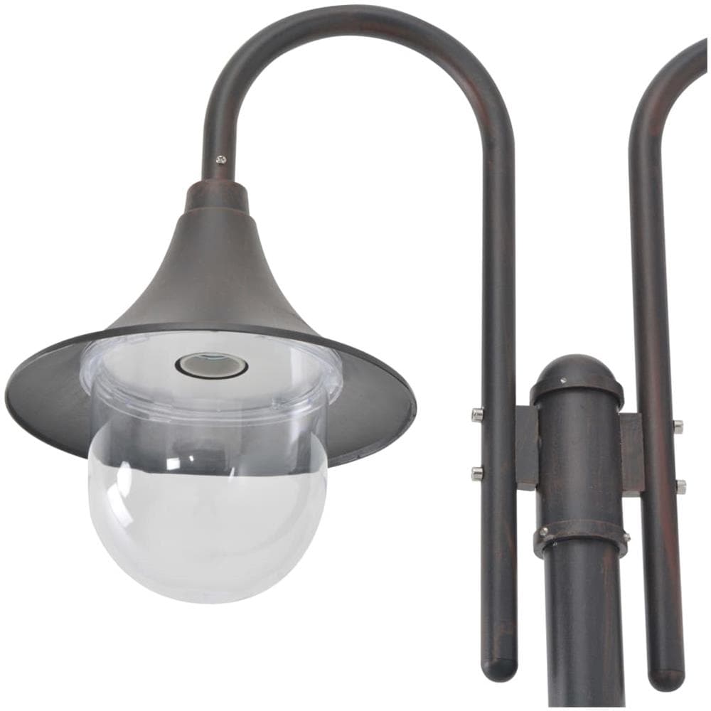 Lampione Da Giardino E27 220 Cm In Alluminio 2 Lampade Bronzo - Foto 2