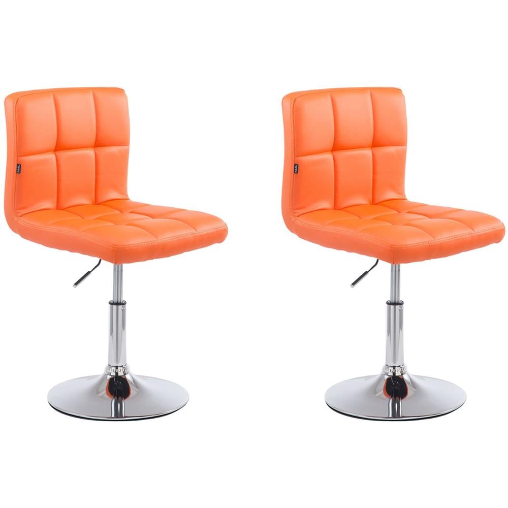 Set 2 Sedie Lounge Design Palma V2 I Coppia Sedie Sgabello Girevoli E Imbottite In Similpelle Trapunta I Sgabelli Regolabili 41-55 CM Arancione - Foto 1