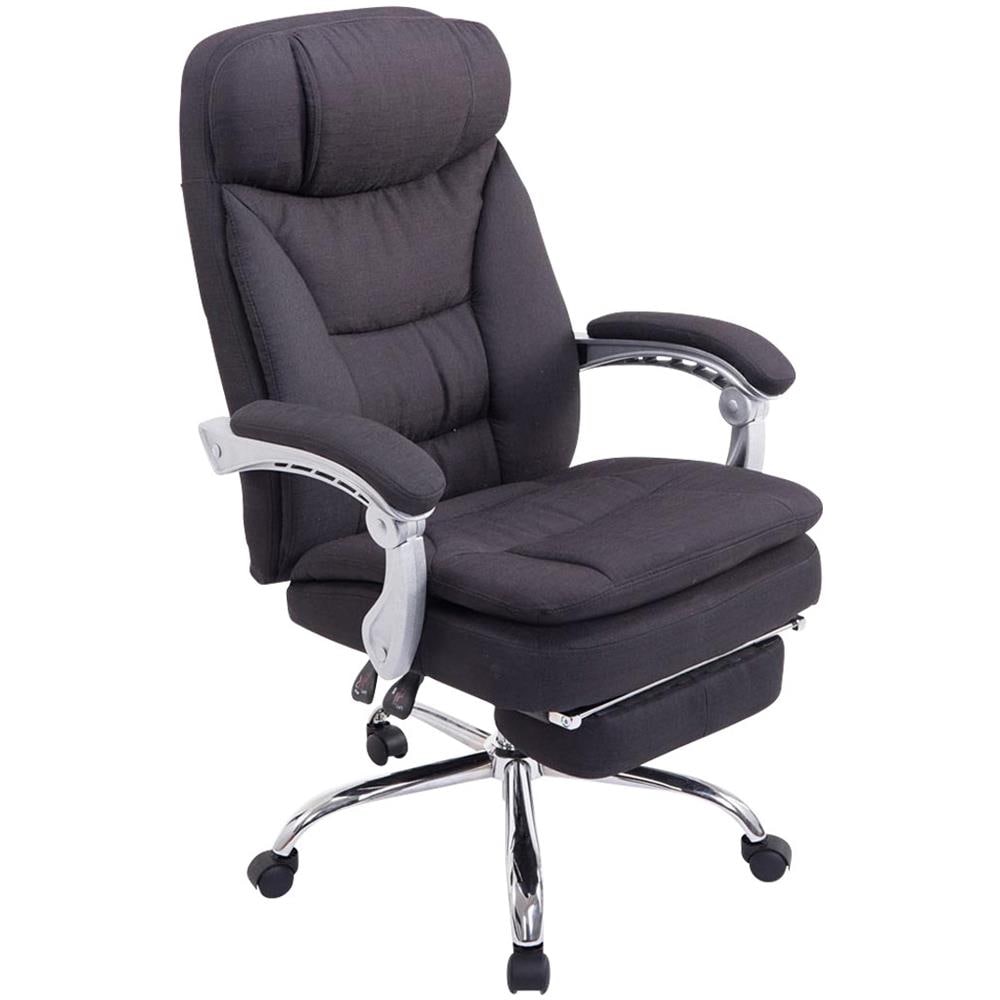 Sedia Ufficio Troy con Braccioli in Tessuto I Poltrona Relax con Poggiapiedi Estraibile I Sedia Poltrona Ergonomica Carico Max 160 kg Nero - Foto 1