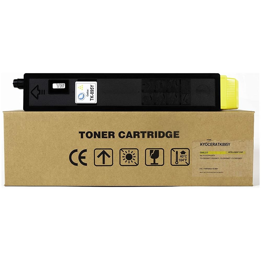 TONER COMPATIBILE - Kyocera Tk-895y Giallo 1t02k0anl0 Per Fs-c8025mfp, c8020mfp, Fs-c8520mfp, fs-c8525mfp Fornito Di Intelligent Chip Capacità 6000 Copie Made In Italy - Foto 1