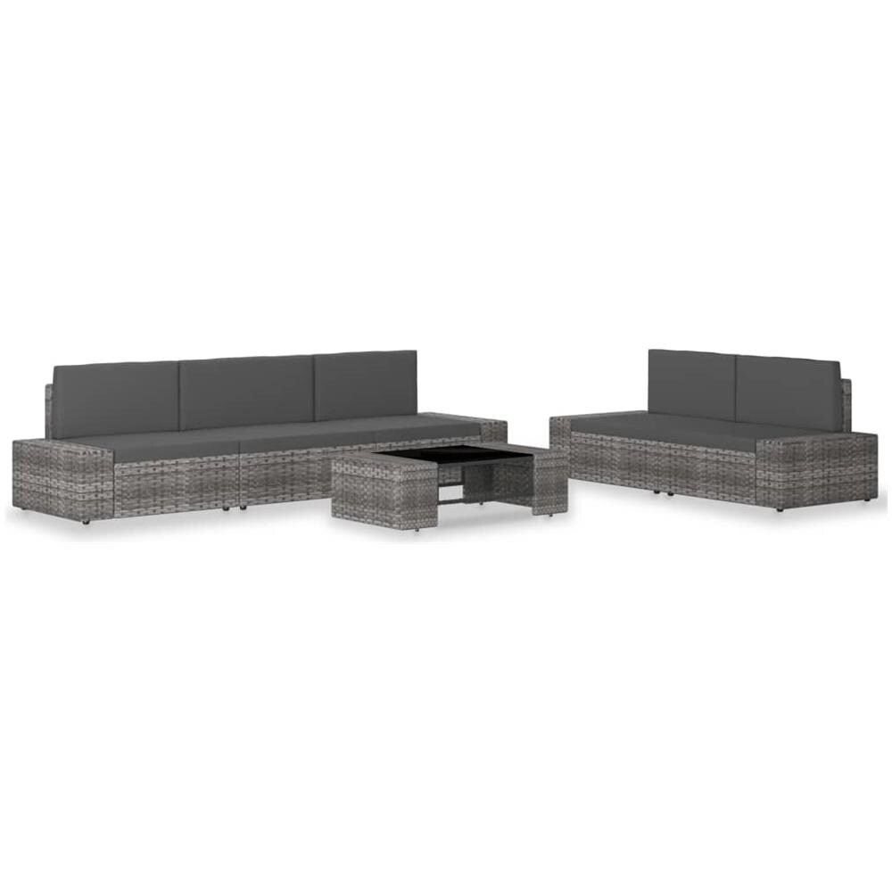 Set Divani Da Giardino 6 Pz In Polyrattan Grigio - Foto 1