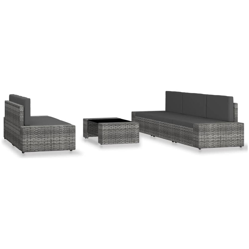 Set Divani Da Giardino 6 Pz In Polyrattan Grigio - Foto 2