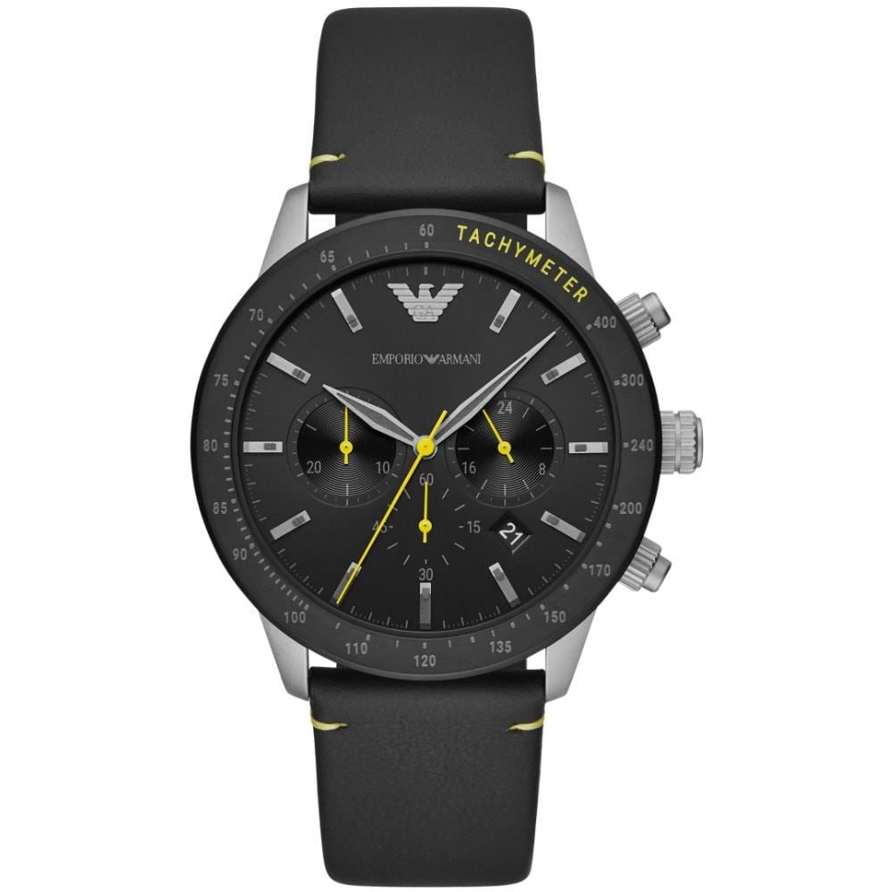 Ar11325 Uomo 44mm Acciaio / nero Pelle Nero Nero Quarzo Cronografo 3atm - Foto 1