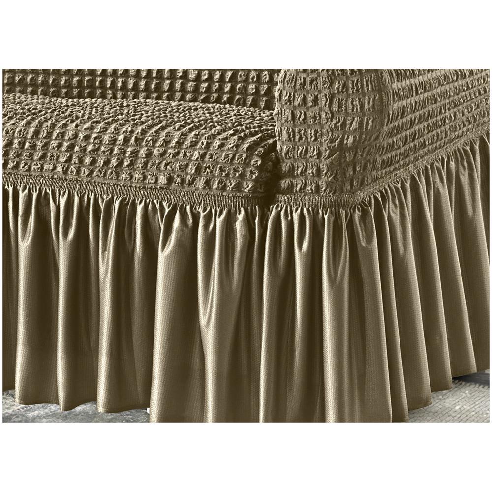 Copridivano Elasticizzato Arricciato Con Volants Tinta Unita Mod Luxory Tortora 4 Posti Tortora - Foto 11