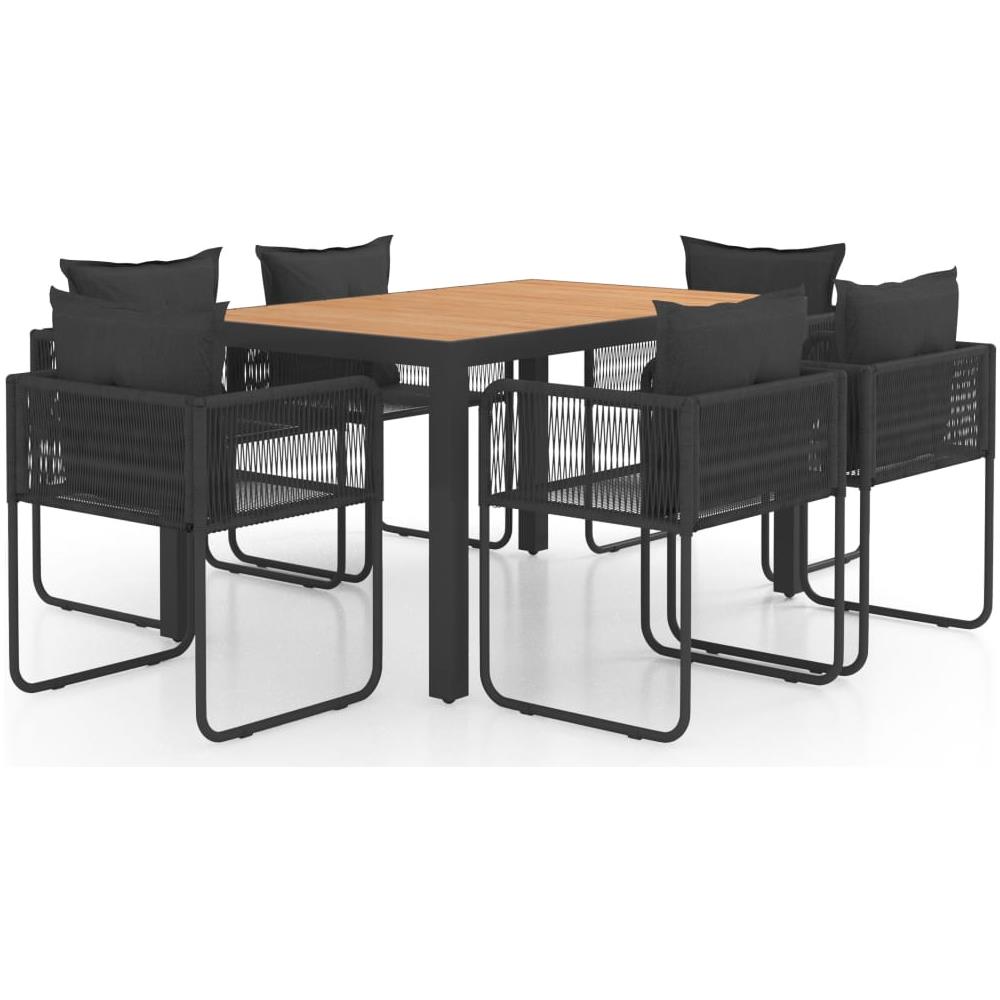 Set Da Pranzo Da Giardino 7 Pz In Rattan Pvc Nero E Marrone - Foto 1