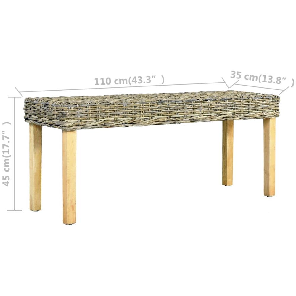 Panca 110 Cm In Rattan Naturale Kubu E Massello Di Mango - Foto 6