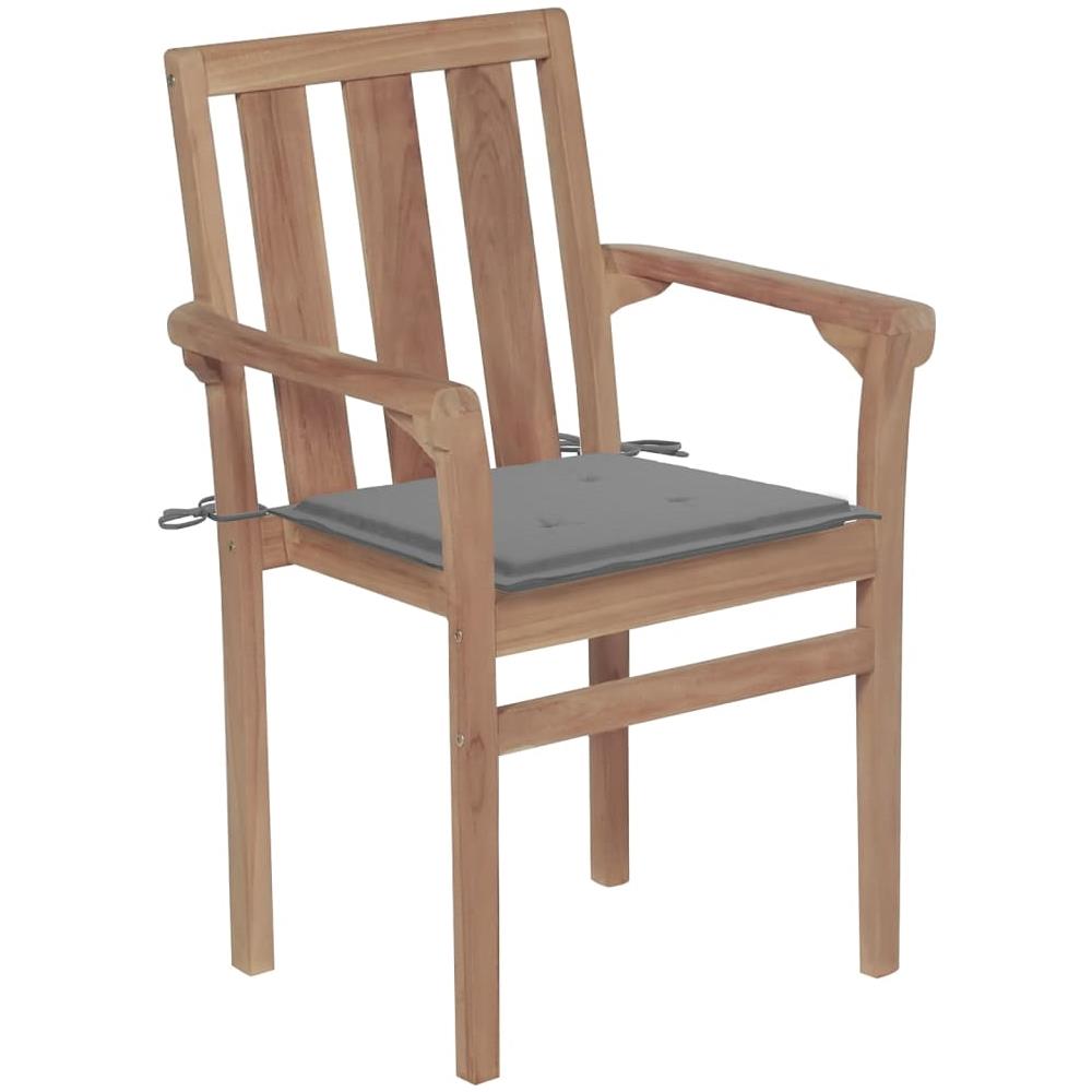 Sedie da Giardino Impilabili con Cuscini 4 pz Massello di Teak - Foto 3