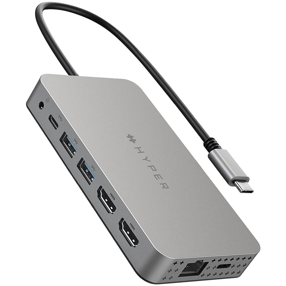 DUEL HDMI 10-IN1 Docking Station Universale per Laptop 4x USB 3.2 / 2x HDMI Dual Display 4K Acciaio Inossidabile + Power Delivery 100W - Foto 1