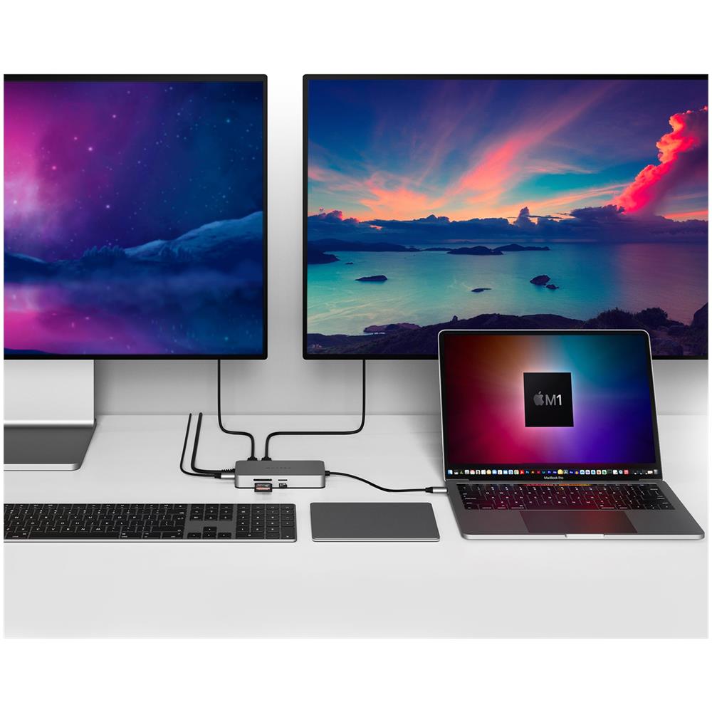 DUEL HDMI 10-IN1 Docking Station Universale per Laptop 4x USB 3.2 / 2x HDMI Dual Display 4K Acciaio Inossidabile + Power Delivery 100W - Foto 3