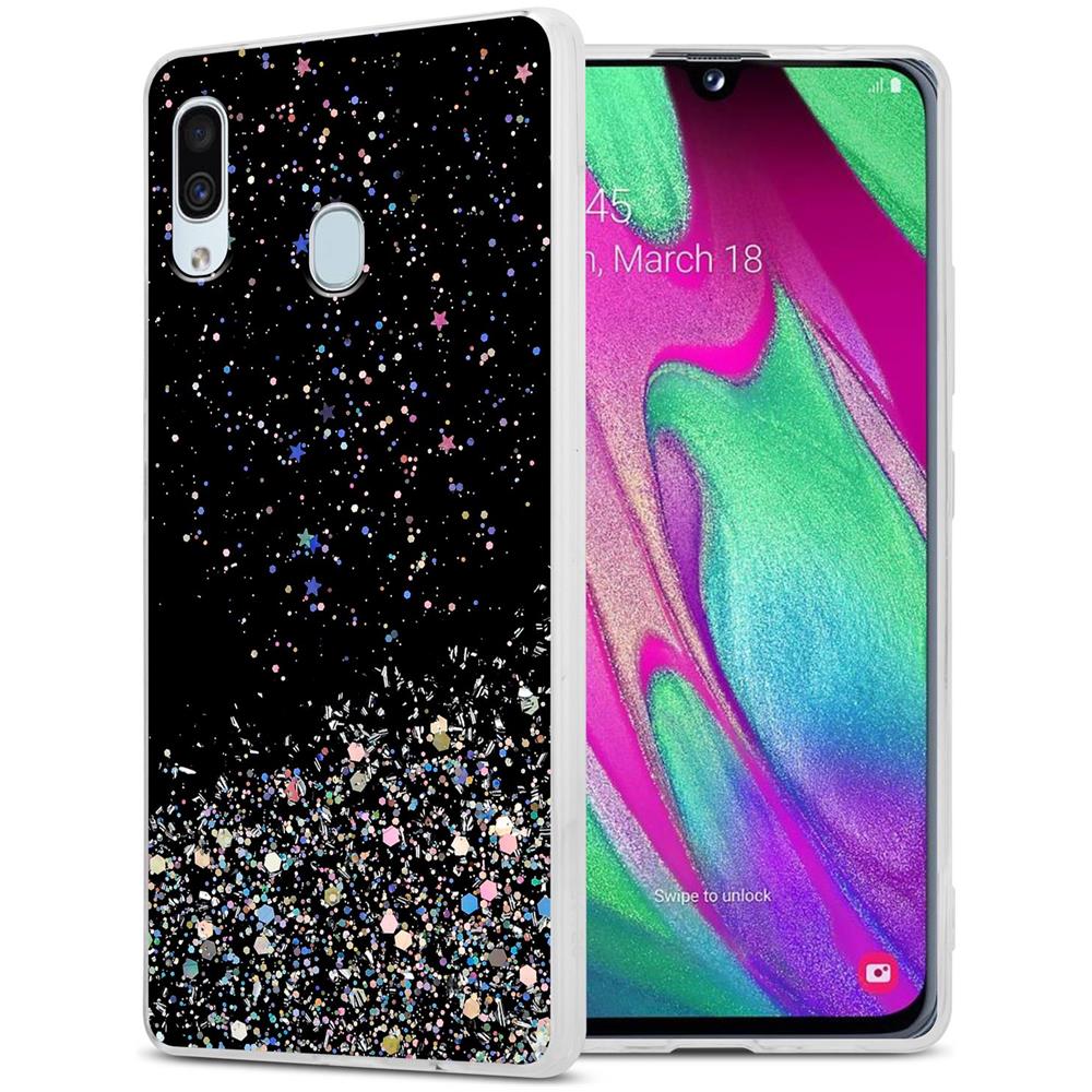 Custodia Compatibile Con Samsung Galaxy A40 In Nero Con Glitter - Coperchio Protettivo In Silicone Tpu Flessibile Con Glitter Scintillanti - Foto 1