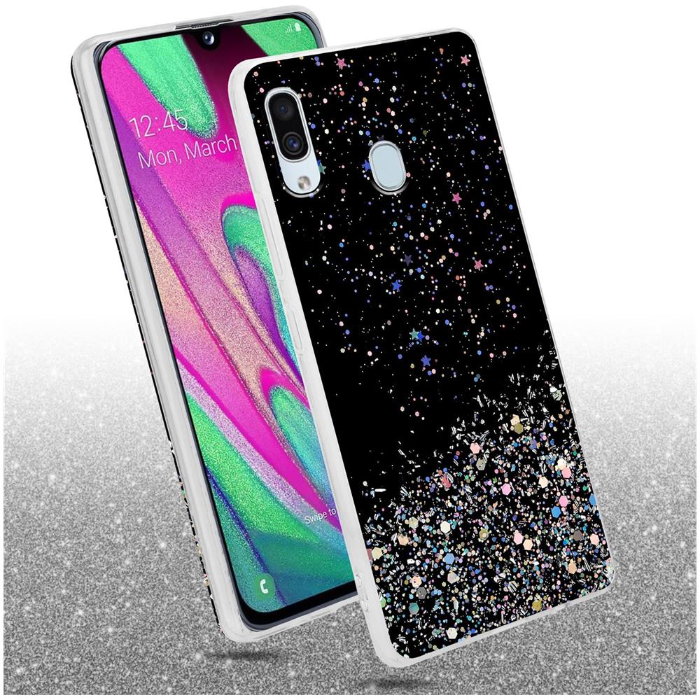 Custodia Compatibile Con Samsung Galaxy A40 In Nero Con Glitter - Coperchio Protettivo In Silicone Tpu Flessibile Con Glitter Scintillanti - Foto 2