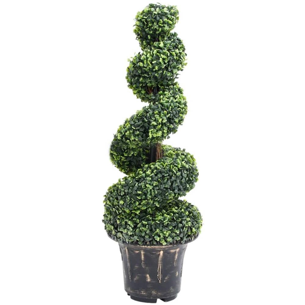 Pianta Di Bosso Artificiale A Spirale Con Vaso Verde 100 Cm - Foto 1