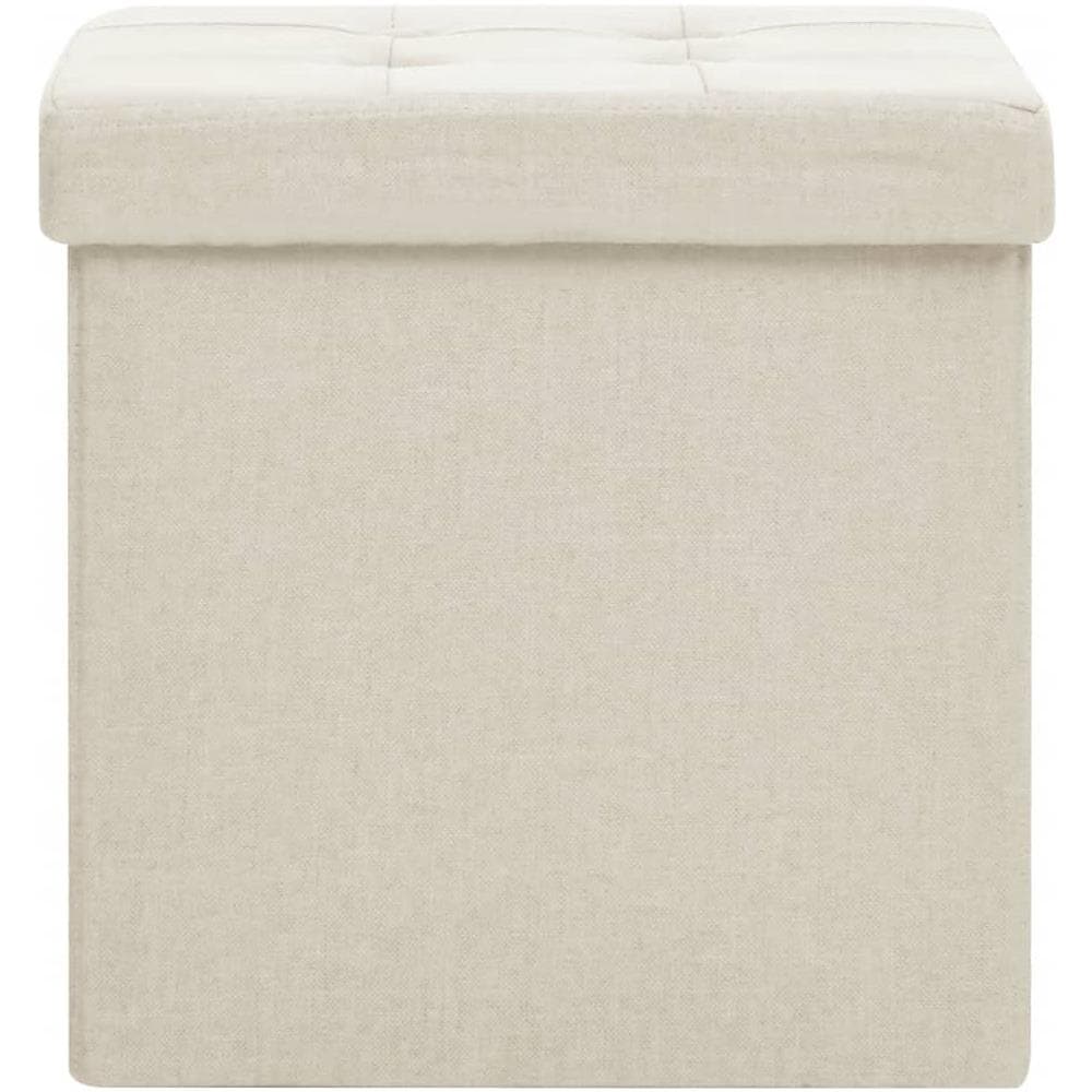 Sgabello Con Contenitore Pieghevole Bianco Crema In Simil Lino - Foto 3