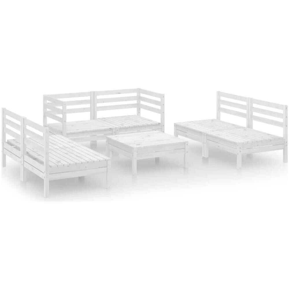 Set Divani Da Giardino 7 Pz Bianco In Legno Massello Di Pino - Foto 2