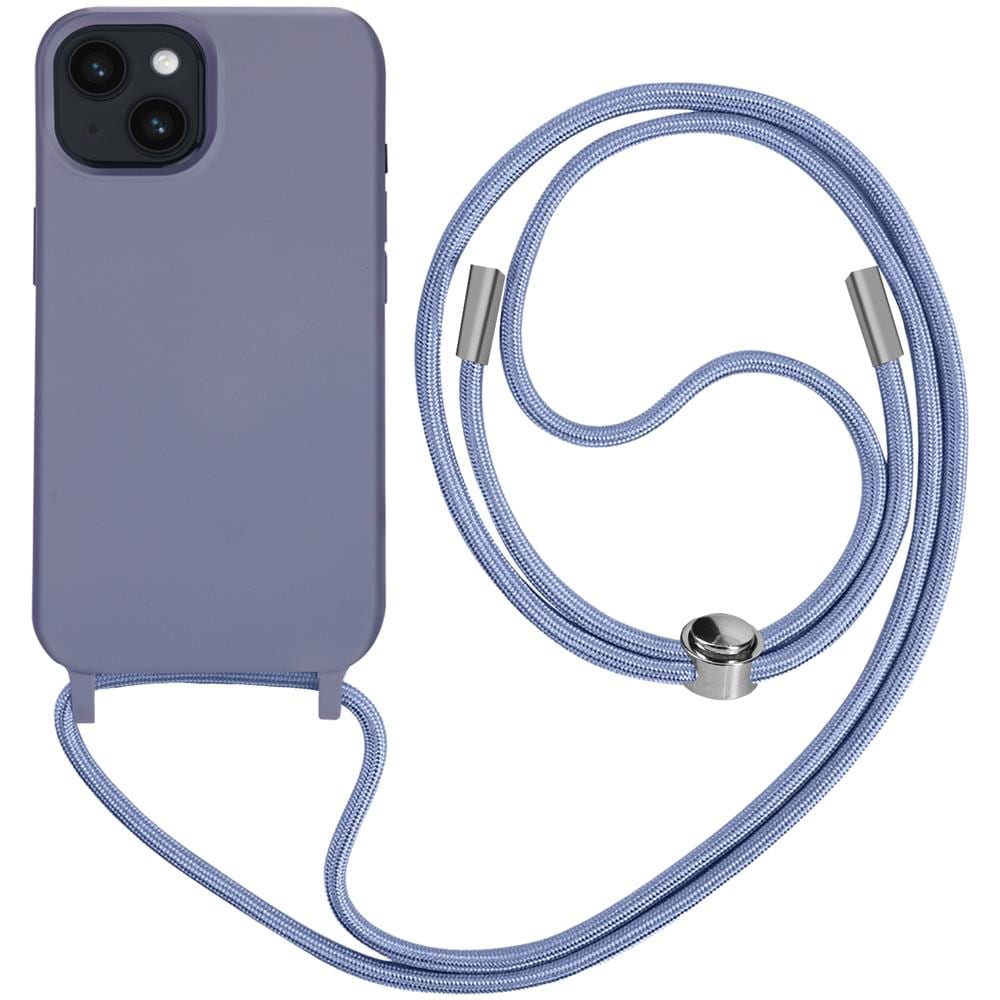 Cover Semirigida Per Iphone 14 Plus Cordino Nylon 80 Cm Viola Chiaro - Foto 1