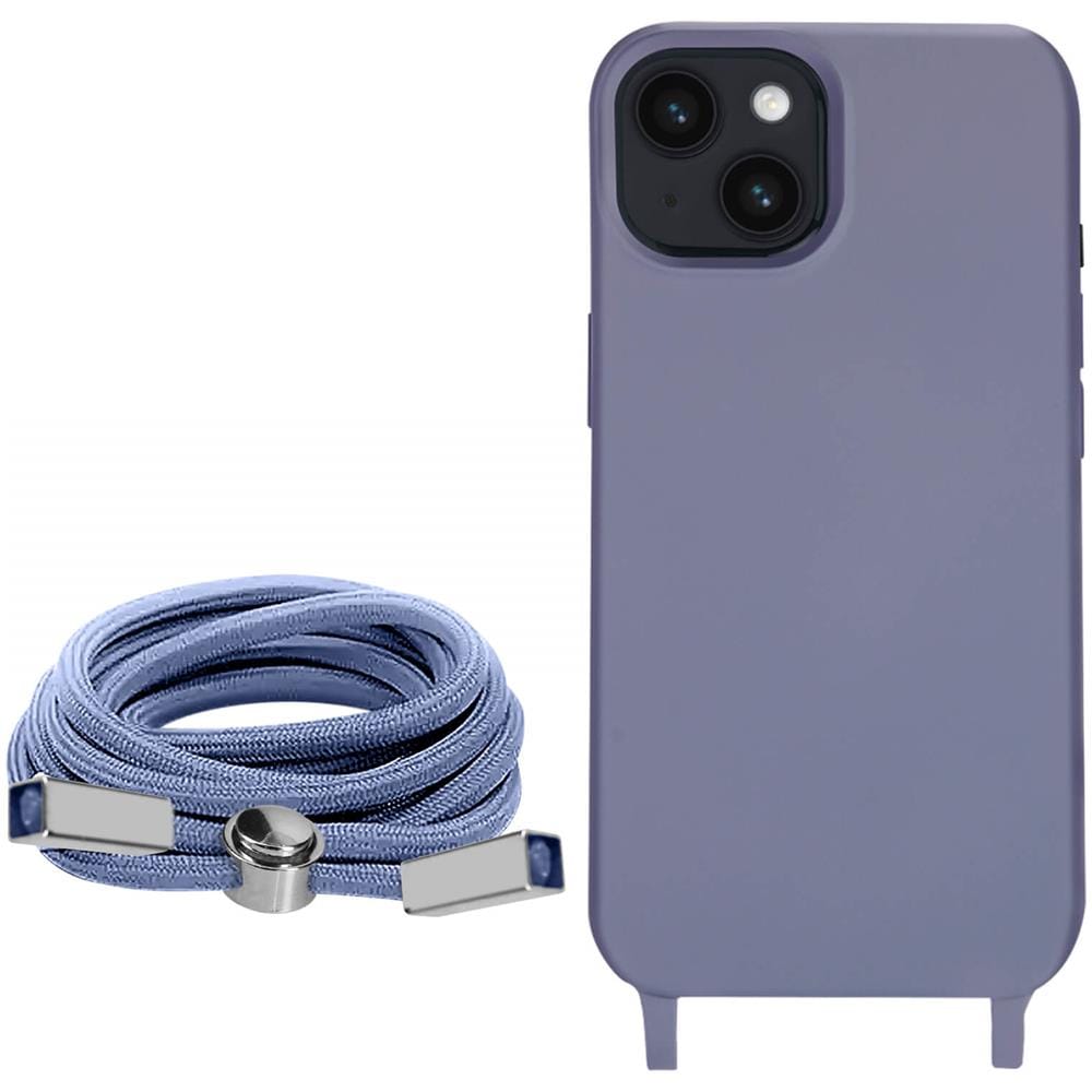 Cover Semirigida Per Iphone 14 Plus Cordino Nylon 80 Cm Viola Chiaro - Foto 5
