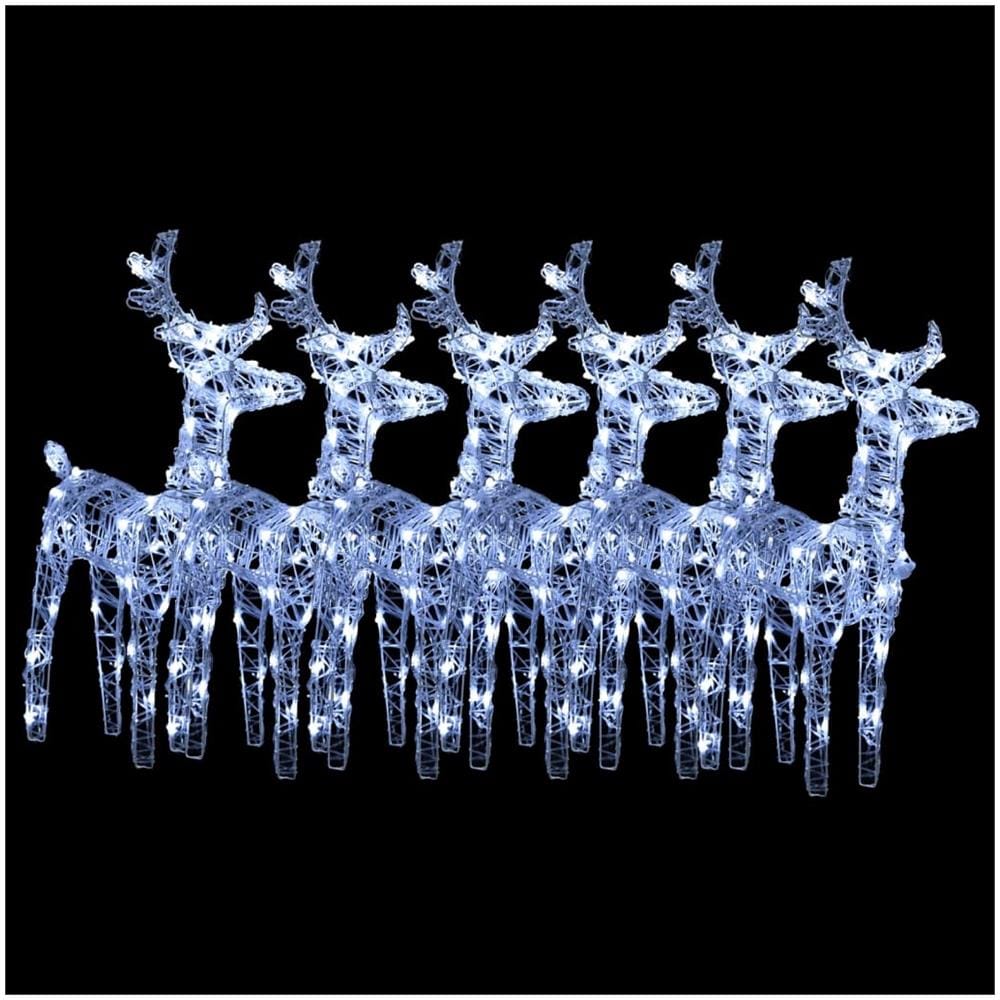Renne Di Natale 6 Pz Bianco Freddo 240 Led In Acrilico - Foto 2