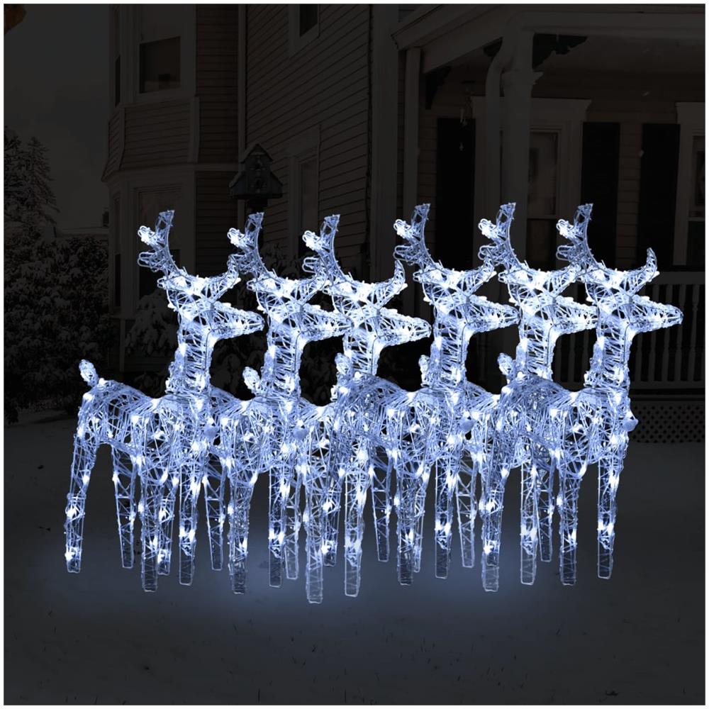 Renne Di Natale 6 Pz Bianco Freddo 240 Led In Acrilico - Foto 1